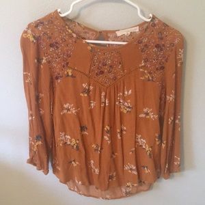 Rewind burnt orange floral blouse